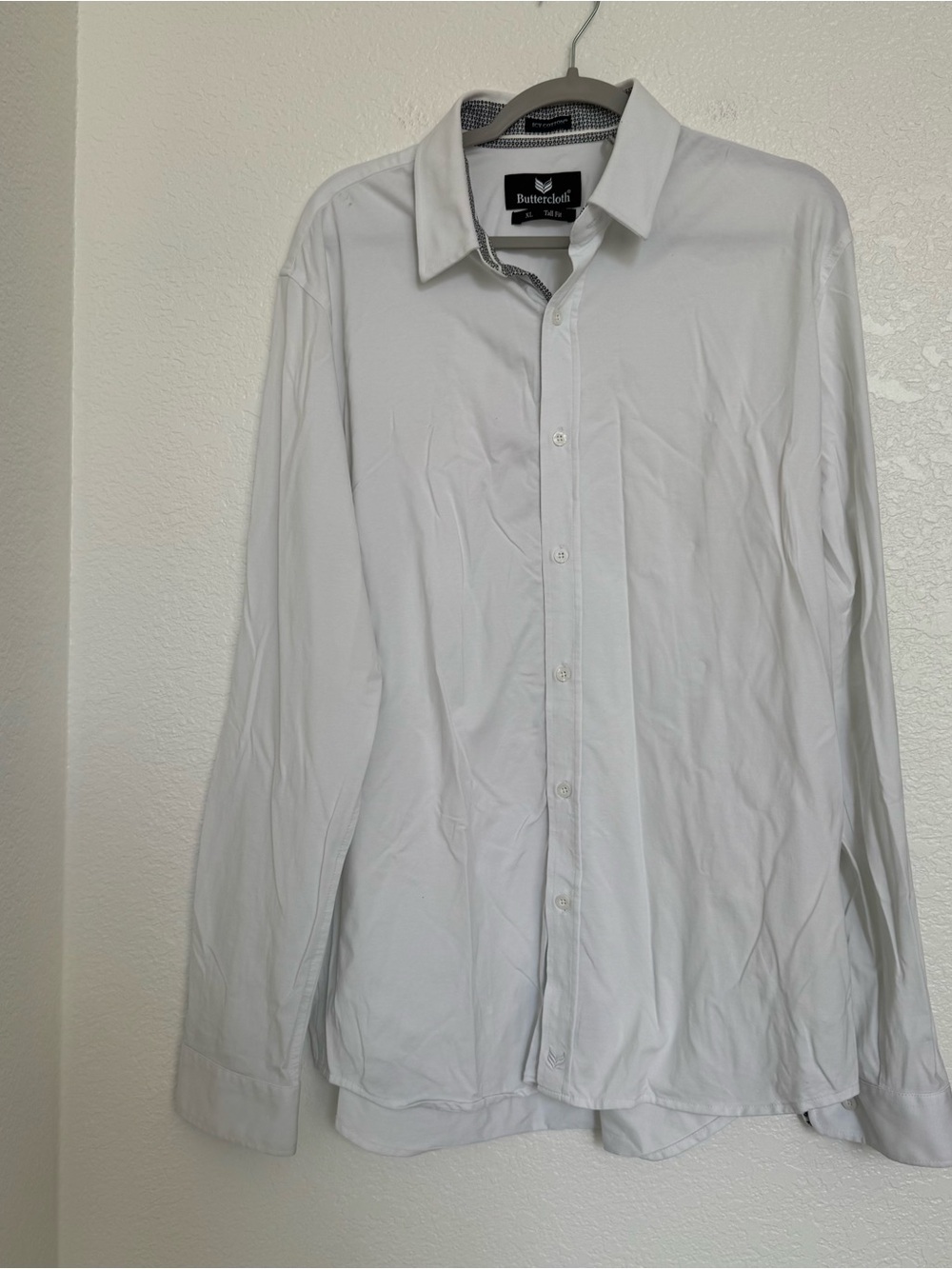 Buttercloth Icy Cotton White Long Sleeve Dress Shirt XL Tall